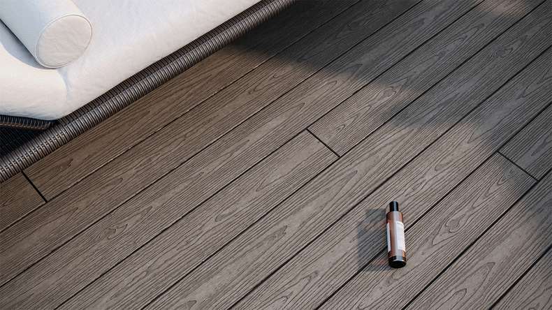 planeo CoEXWood WPC decking complete set solid planks - grey/textured cement