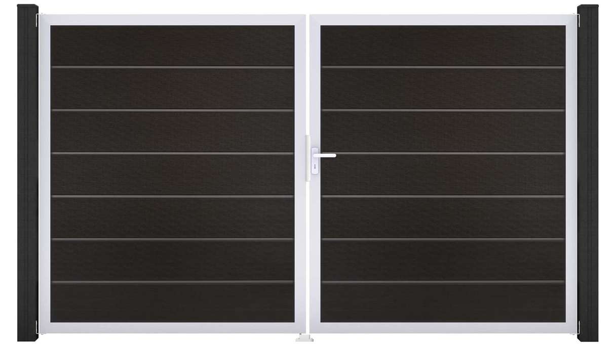 planeo Gardence Deluxe – BPC gate – double-leaf, black co-extruded with aluminium frame 