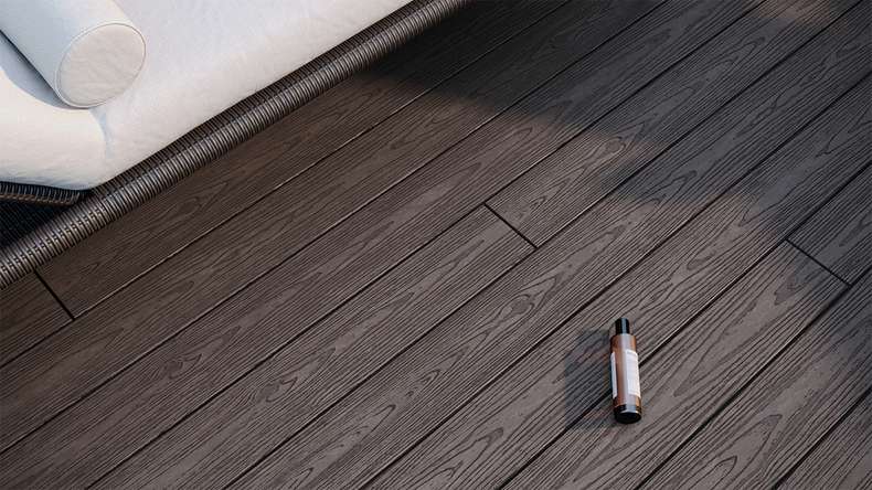 planeo CoEXWood WPC decking complete set solid plank - light brown/dark brown textured