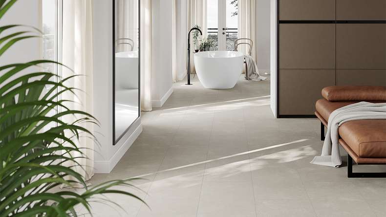 planeo Rigid click vinyl - Stone Crema | Impact sound insulation integrated (100P3010)