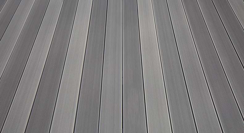 Complete set TitanWood 3m hollow core plank grooved structure light grey 16m² incl. aluminium-UK
