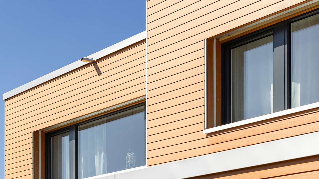 planeo Fassado - WPC rhombus strip facade cladding Prime amber brown
