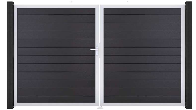 planeo Gardence BPC door - DIN left 2-leaf anthracite grey with silver aluminium frame