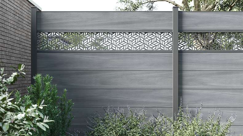 planeo Solid Grande - plug-in fence standard stone grey co-ex