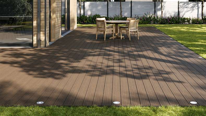 planeo AntikWood WPC decking board solid - Light brown 3m antique aged