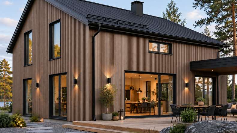 planeo NOVA – WPC CoEx rhombus-pattern cladding, teak finish, 2.90 m