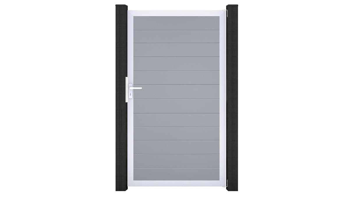 planeo Gardence Simply Small – Universal PVC gate, silver-grey with aluminium frame, 100 x 180 cm
