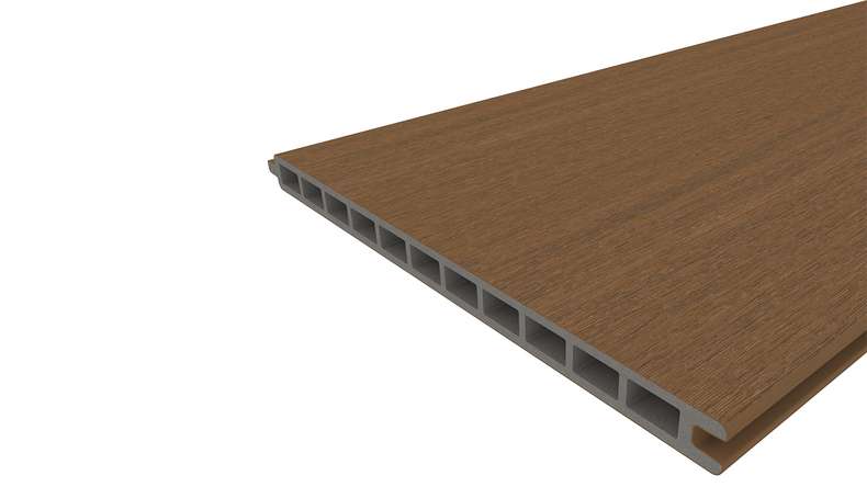 planeo INFINITY XL-Board - WPC CoEx plug-in fence Burma Teak 176 x 183