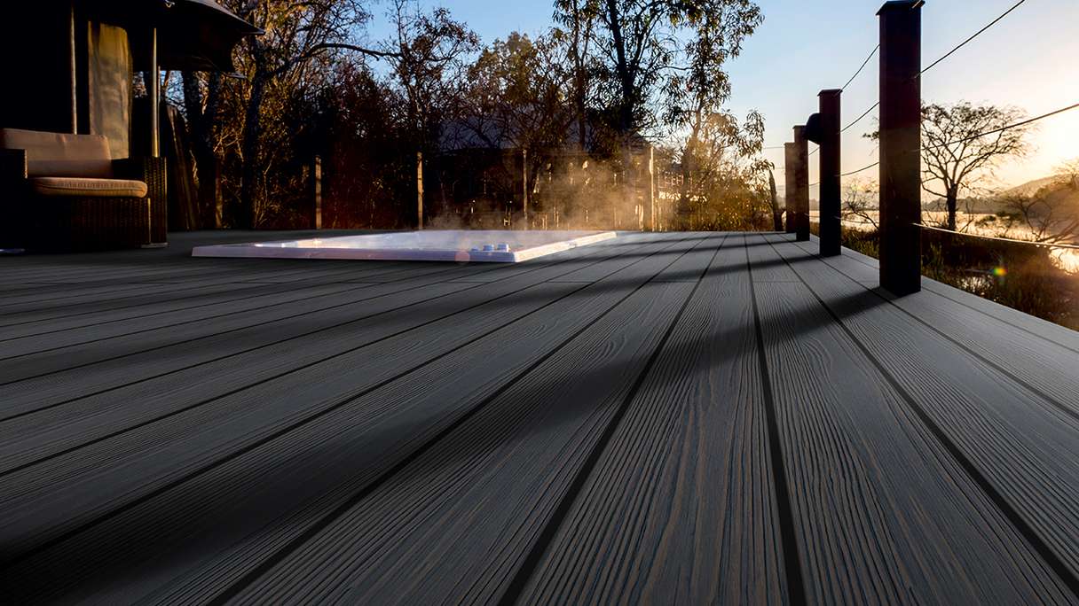 planeo Authentic Wood – Solid BPC decking board – Carbonised Osage, textured