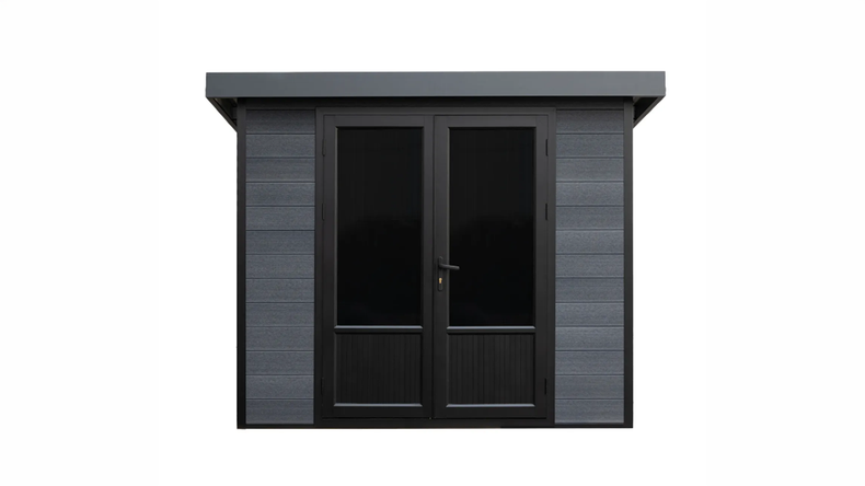 planeo WPC Monopitch Roof Garden Shed S – Anthracite 240 x 240 cm