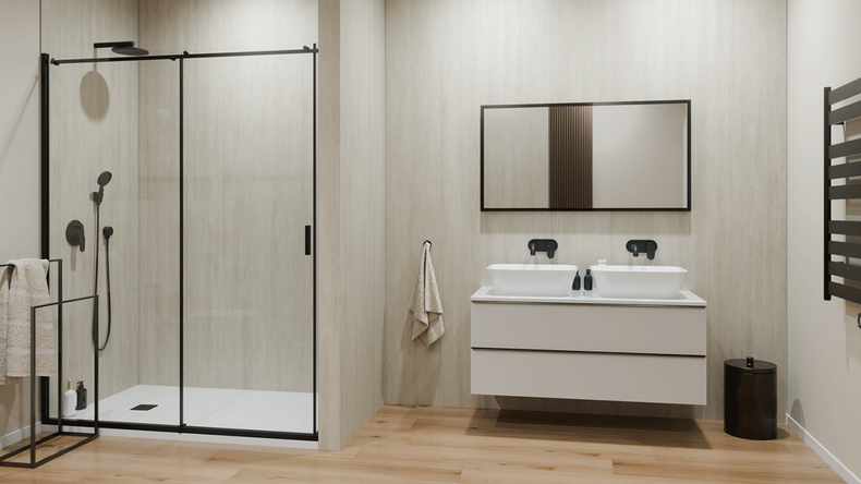 planeo SPC wall cladding – CeraRock Tile Stripes Light Travertine XL 280 x 117.5 cm