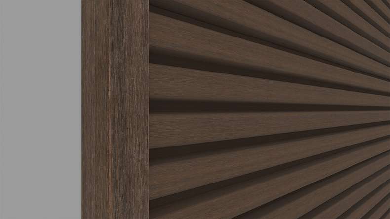 planeo LINEA – Aluminium CoEx end profile, Ipe Brown, 3000 x 74 x 61 mm