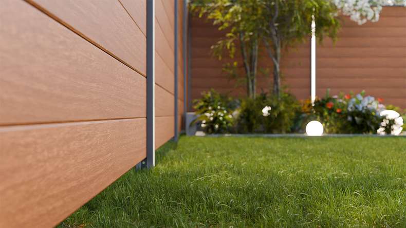 planeo Gardence Simply Small - PVC plug-in fence Golden Oak 180 x 180 cm