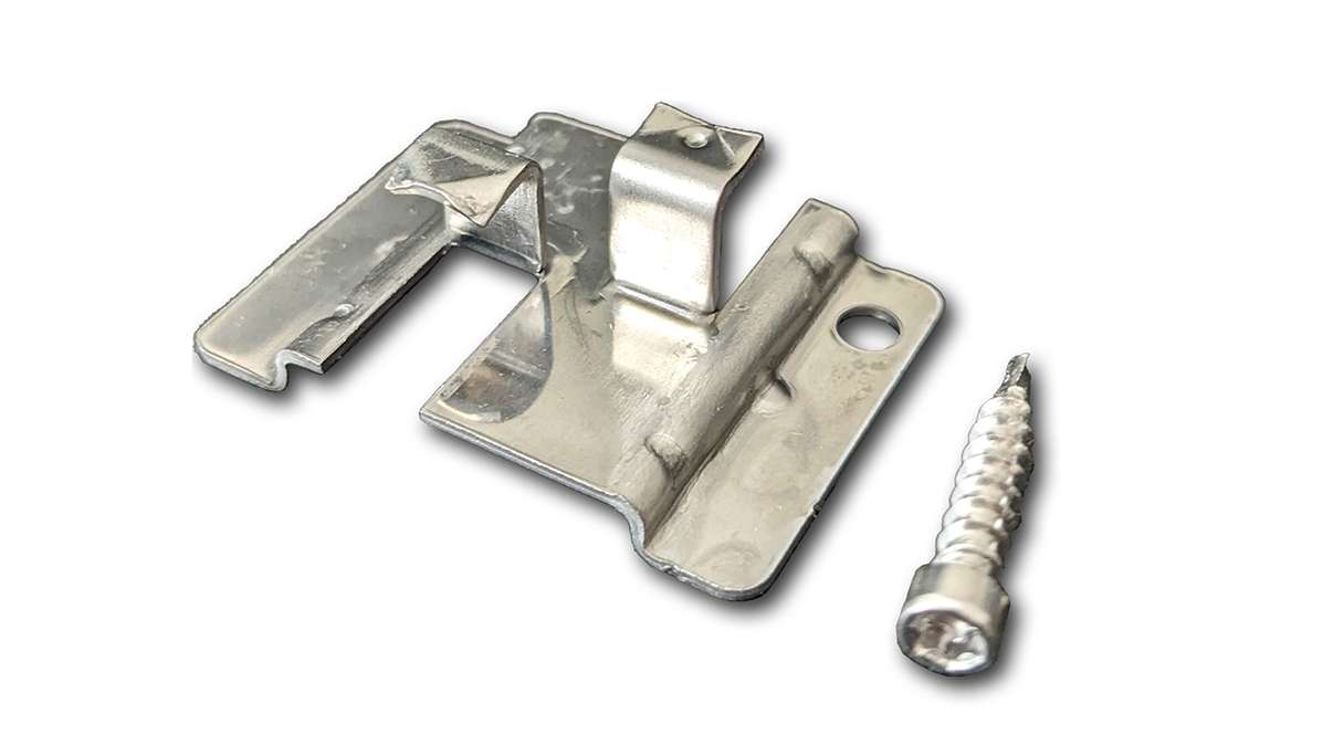 planeo WPC decking centre clip 4mm joint - 100 pcs. incl. stainless steel screws