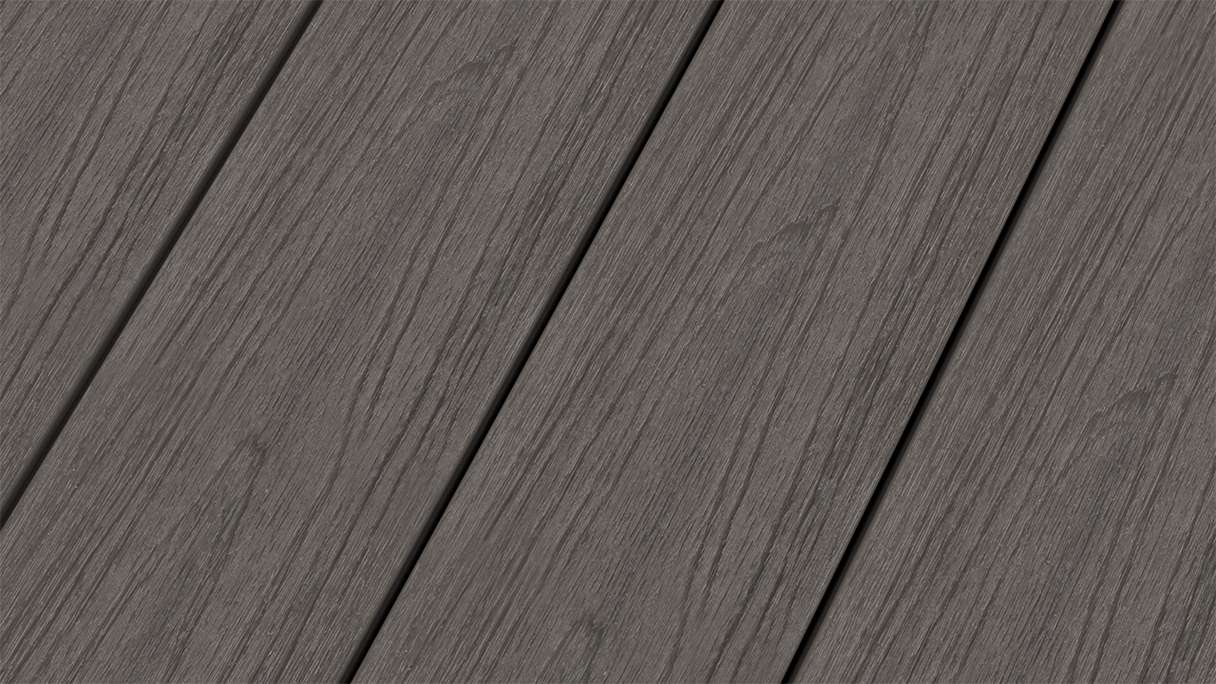 planeo WOODLine Nature - WPC CoEx coated decking board hollow chamber - dark grey 3m textured/smooth brushed
