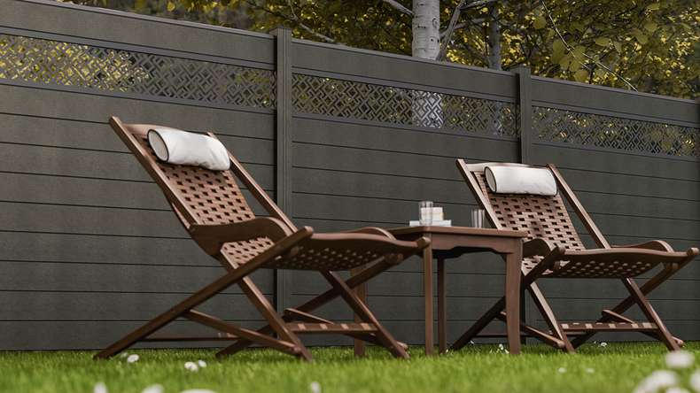 planeo Gardence Strong - BPC plug-in fence Abstract anthracite grey 180 x 180 cm