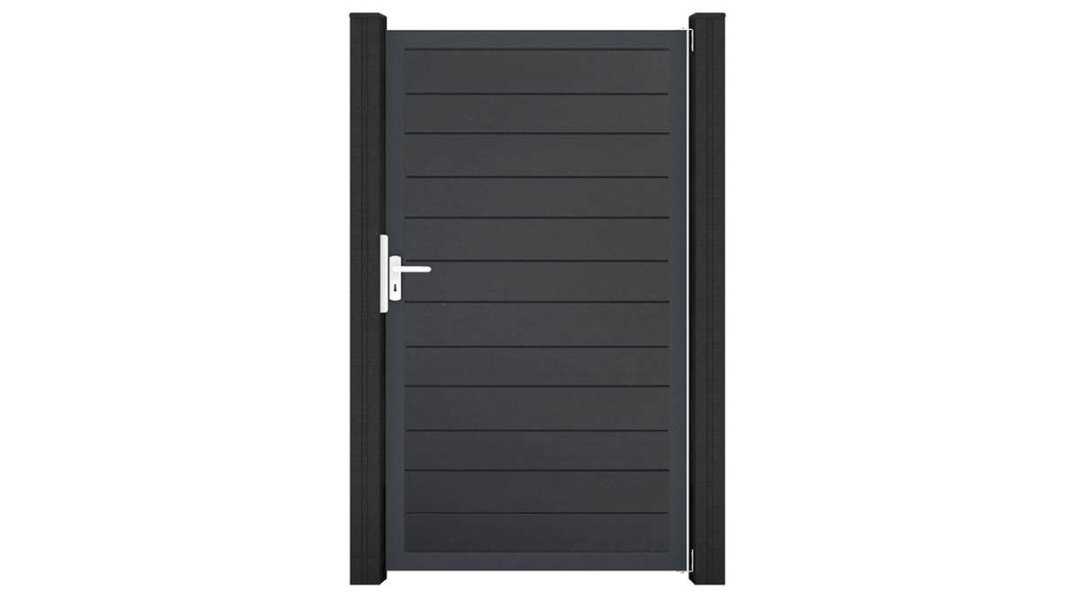 planeo Gardence Simply Small – Universal PVC gate in anthracite grey with aluminium frame, 100 x 180 cm