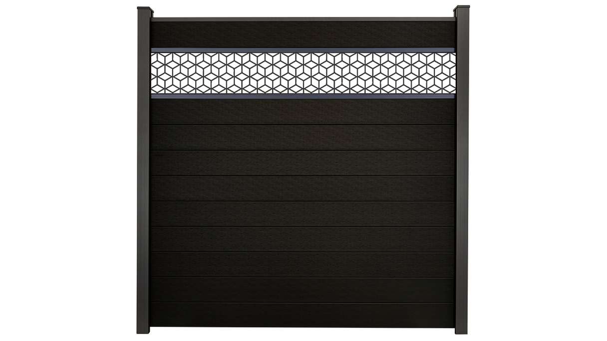 planeo Gardence Strong - BPC plug-in fence Cube black co-ex 180 x 180 cm