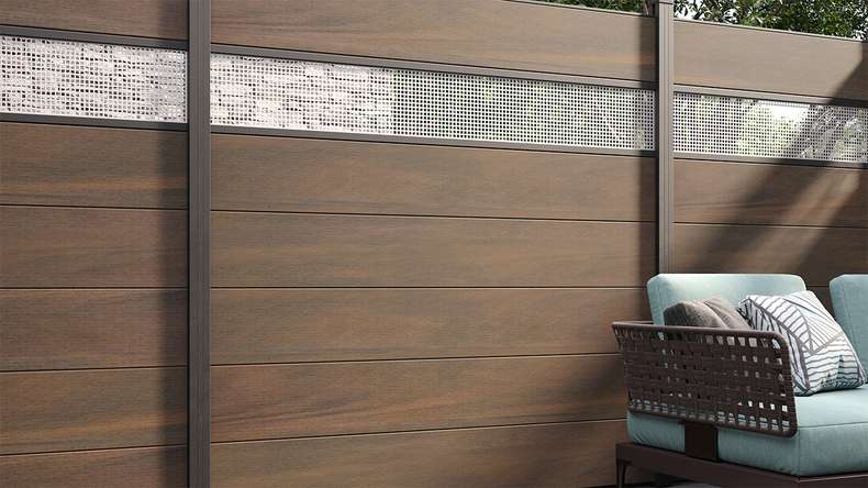 planeo Solid Grande - plug-in fence standard walnut co-ex