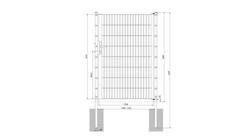 Universal door light 1-leaf hot-dip galvanised H 1600 x W 1090 mm incl. gateposts