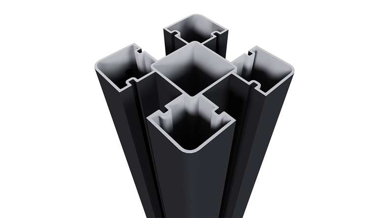 planeo aluminium post for dowelling - black 8 x 8 x 190 cm incl. post cap