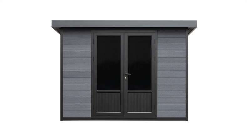 planeo WPC Single-pitch Roof Garden Shed M – Anthracite 280 x 280 cm