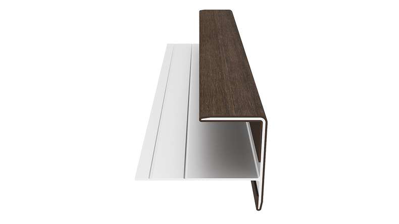 planeo LINEA – Aluminium CoEx end profile, Ipe Brown, 3000 x 74 x 61 mm
