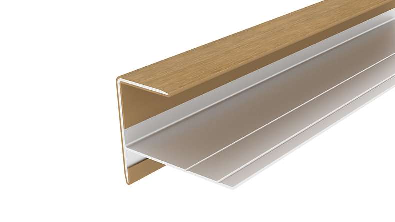 planeo LINEA – Aluminium CoEx end profile, Sand, 3000 x 74 x 61 mm