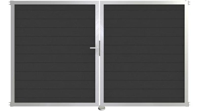 planeo Gardence aluminium door - DIN left 2-leaf anthracite with silver aluminium frame