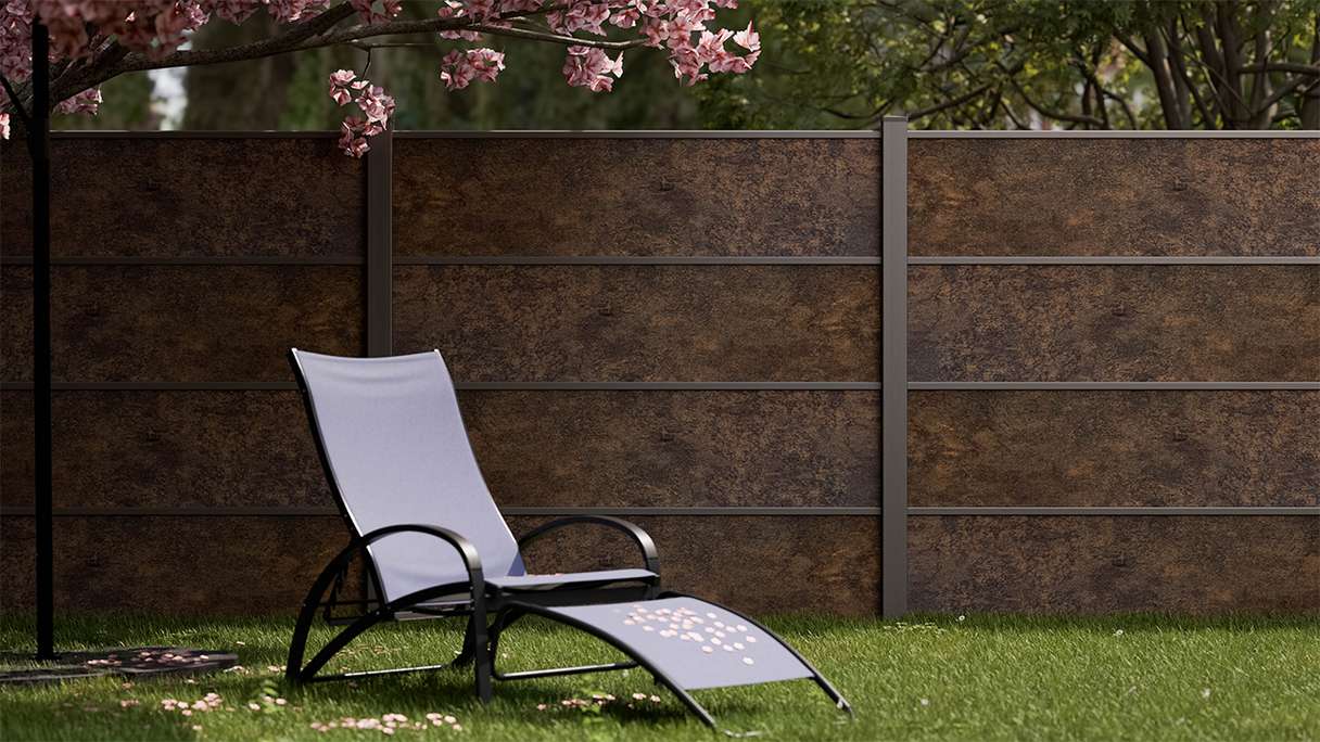 planeo Gardence Resistant - HPL plug-in fence rust-look 180 x 183 cm