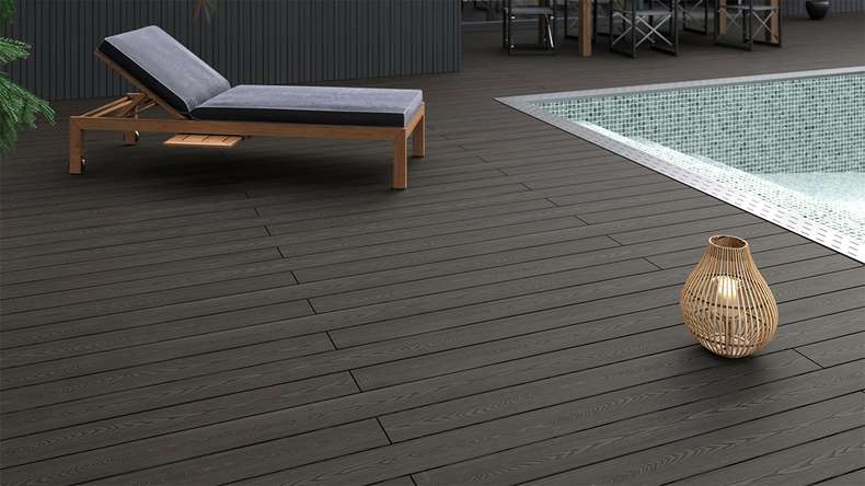 planeo SolidWood WPC decking complete set solid planks 4.2m (45.69m²) - Dark grey french/textured