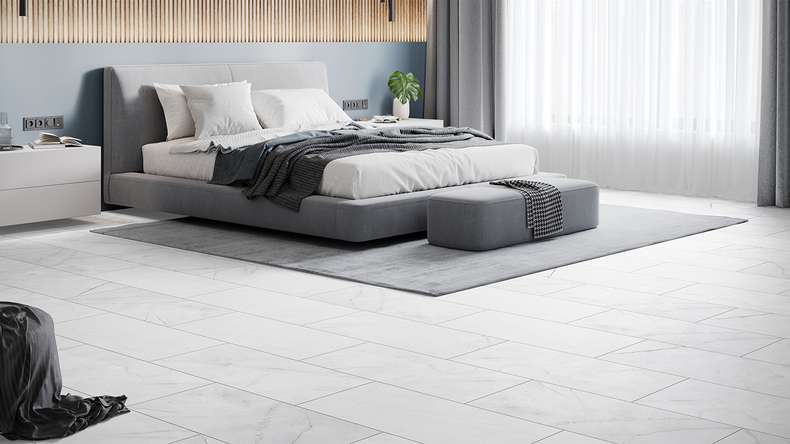 planeo Rigid click vinyl - Stone Marmorata Chiara Matt | Impact sound insulation integrated (100P1004MT)