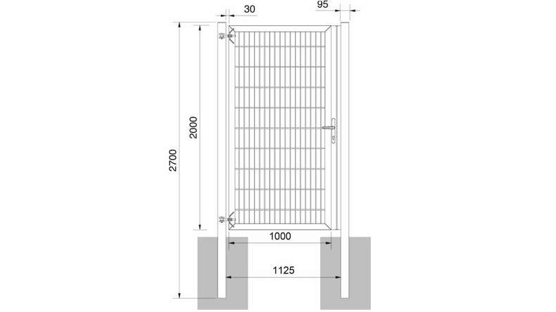 Universal door heavy 1-leaf hot-dip galvanised H 2000 x W 1125 mm incl. gateposts