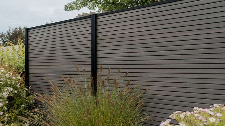 planeo LINEA - WPC CoEx Rhombus plug-in fence dark grey 176 x 183