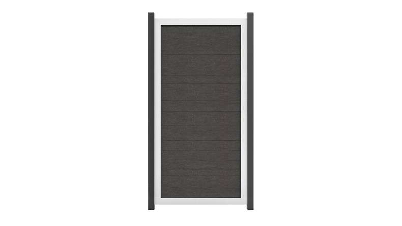 planeo Viento - garden fence upright anthracite grey with aluminium frame in silver