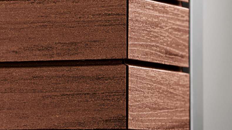 planeo Fassado - WPC rhombus strip facade cladding chestnut brown