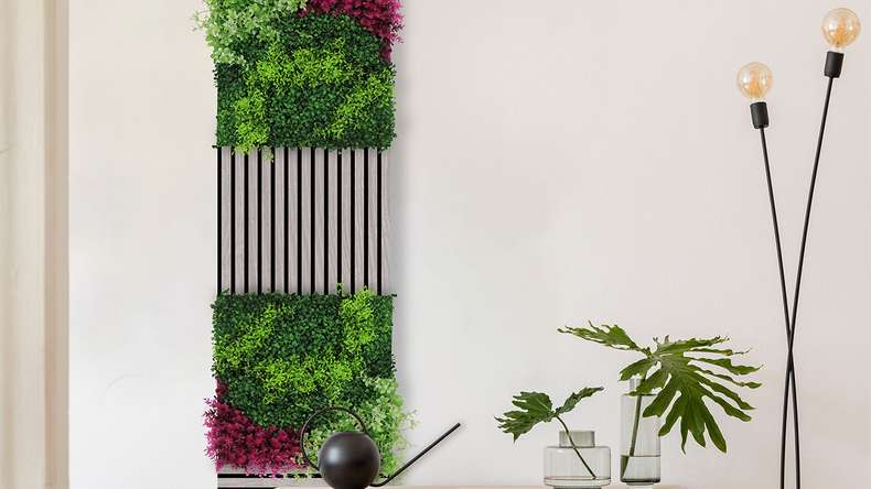 planeo acoustic panel - MixWall Leaf Mood Pink Mixed Flora 52 x 52 cm | artificial plant (PLMW-92111)