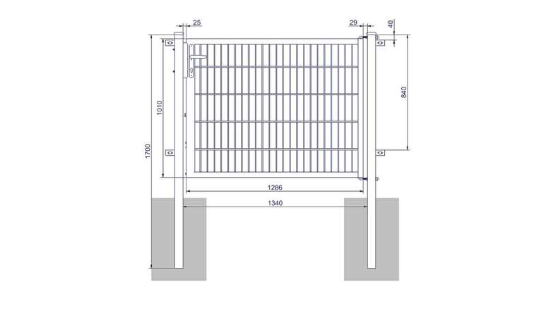 Universal door medium 1-leaf anthracite H 1000 x W 1340 mm incl. gateposts