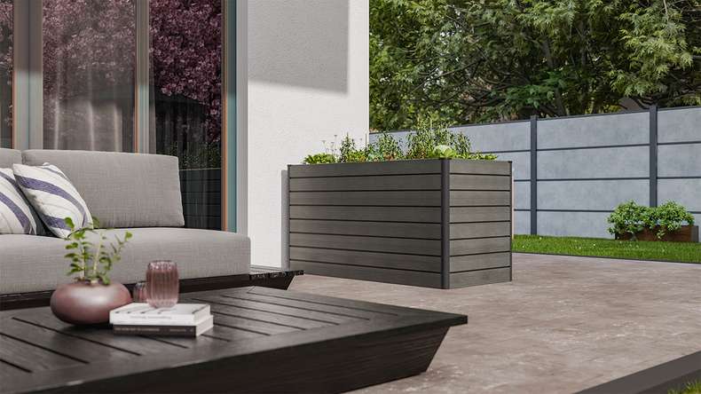 planeo BPC-Rhombus raised bed rectangle - stone grey co-ex. 150 x 70 x 79 cm