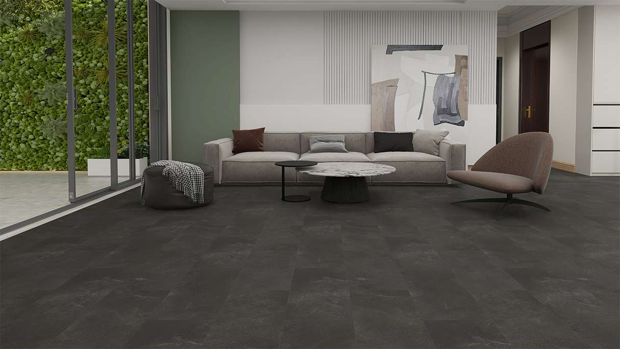 planeo Rigid click vinyl - STEINWERK PUCore XL stone rock anthracite | integrated footfall sound insulation (NF-FXL-298)