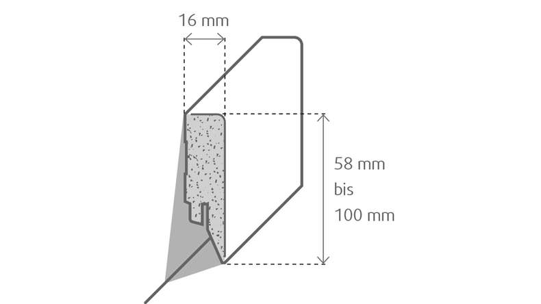 planeo skirting board Modern UP Water-resistant - White (RAL 9016) 2400 x 16 x 58 mm