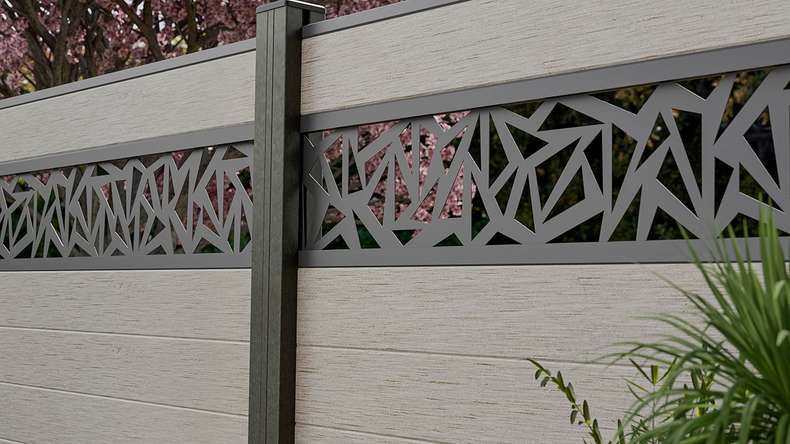 planeo Gardence Strong - BPC plug-in fence Triangle Bi-Colour Sand 180 x 180 cm