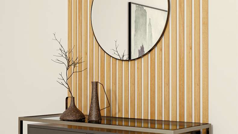 Skaben acoustic panels SilentWall Easy-Sticks - light brown oak - 250 x 3.45 cm