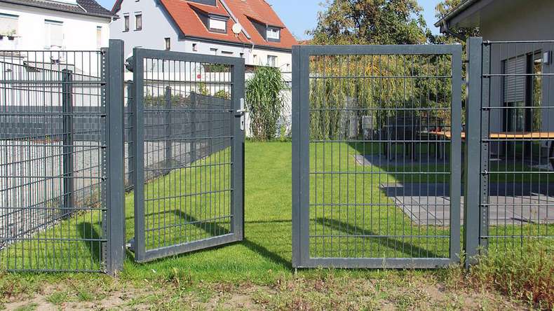 planeo universal door heavy 2-leaf Symetric Anthracite incl. gateposts