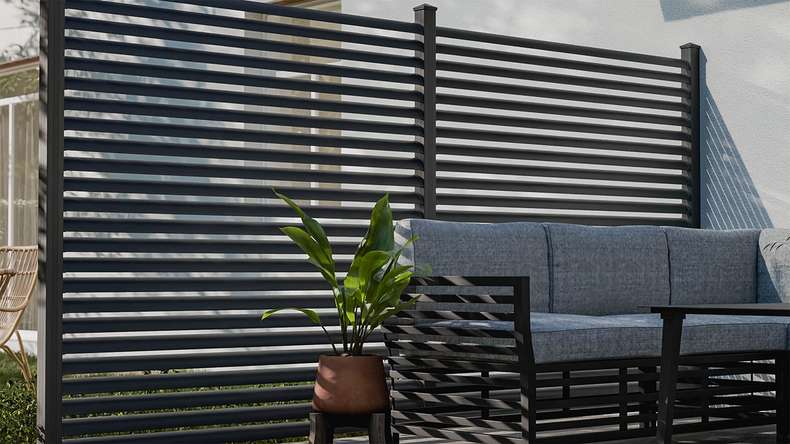 planeo Gardence Metallic Ellipse - Aluminium Garden Fence Square Anthracite | DB703