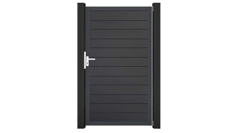 planeo Gardence Simply Small – Universal PVC gate in anthracite grey with aluminium frame, 100 x 180 cm