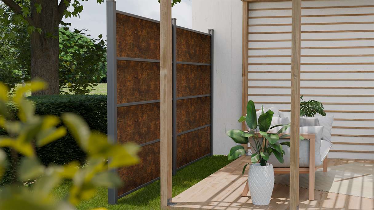 planeo Gardence Resistant - HPL plug-in fence rust-look 180 x 183 cm