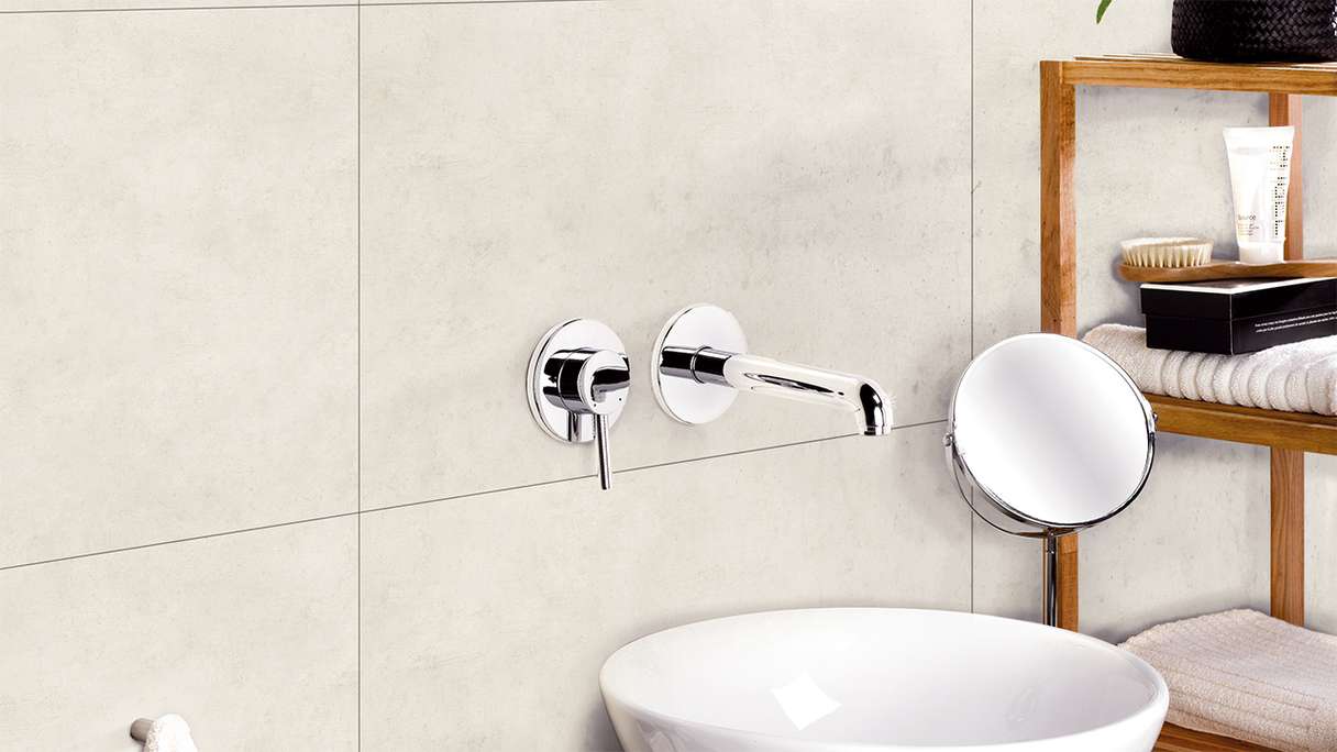 planeo StrongWall - Plastic wall panelling Light Cement 65 x 37.5 cm
