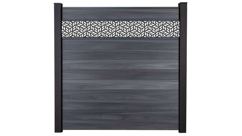 planeo Gardence Strong - BPC plug-in fence Leafs stone grey co-ex 180 x 180 cm