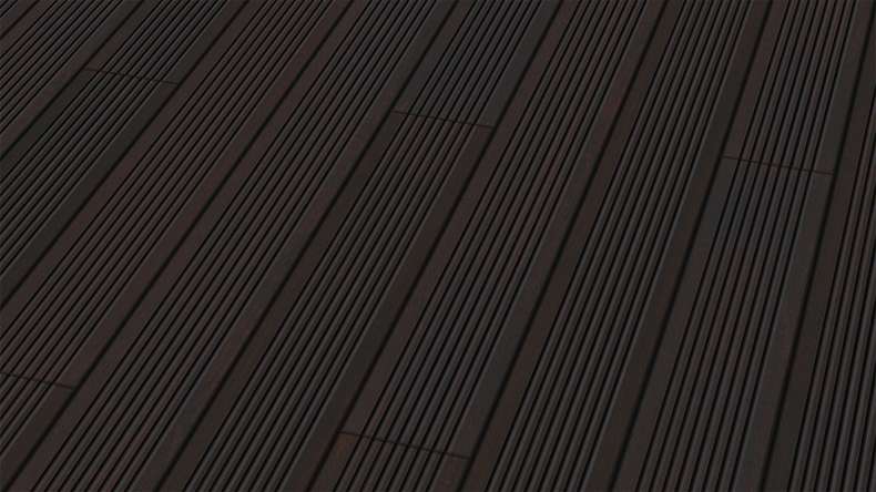 planeo wooden decking solid plank bamboo dark smooth/rough grooved - 1850 x 137 x 20 mm